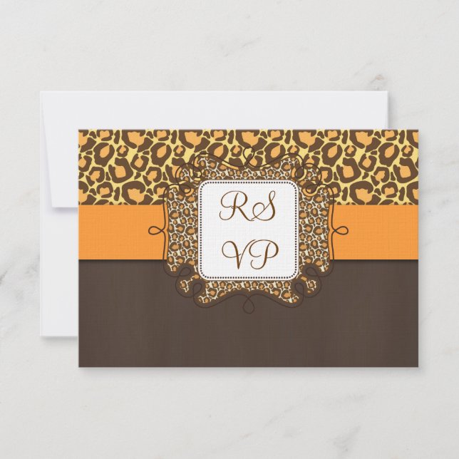 Tarjetas RSVP de boda de impresión de leopardo Nar (Anverso)