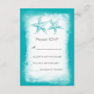 Tarjetas RSVP de boda de la playa azul caprichosa