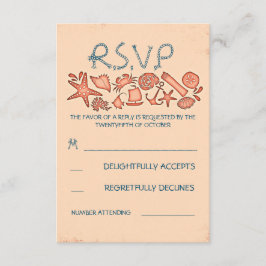tarjetas RSVP de boda de la playa de coral acuátic