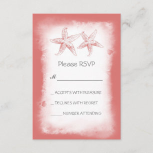 Tarjetas RSVP de boda de la playa de coral rosa br