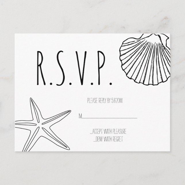 Tarjetas RSVP de boda de la playa de estrella de c (Anverso)