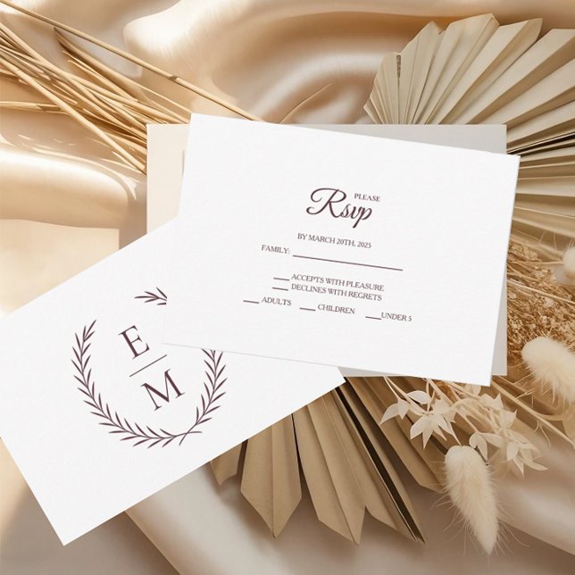 Tarjetas RSVP de Boda de Laurel minimalista (Subido por el creador)