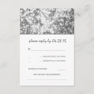 tarjetas RSVP de boda de luces de cadena de plata
