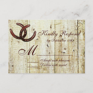 Tarjetas RSVP de Boda de Madera de herradura occid
