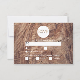 Tarjetas RSVP de boda de madera rústica