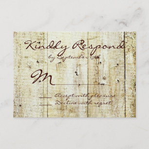 Tarjetas RSVP de Boda de Madera Rústica de Barn Ru