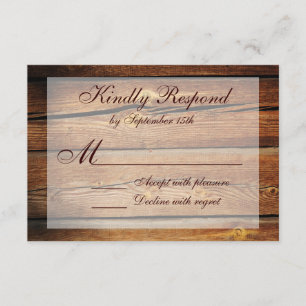 Tarjetas RSVP de Boda de Madera Rústica de Barn Ru