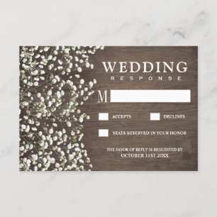 Tarjetas RSVP de Boda de Madera Rústica para el Al