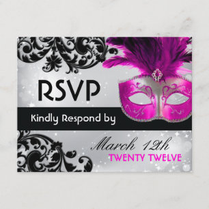 Tarjetas RSVP de boda de mascarada