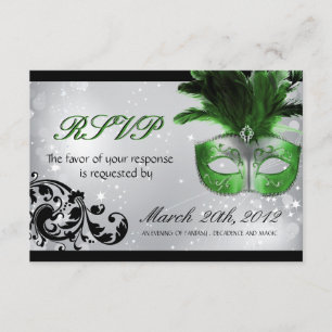 Tarjetas RSVP de boda de mascarada