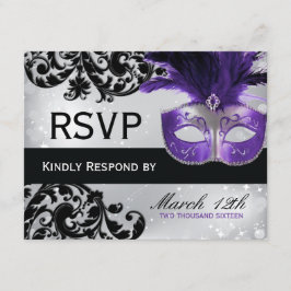Tarjetas RSVP de boda de mascarada