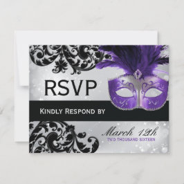 Tarjetas RSVP de boda de mascarada
