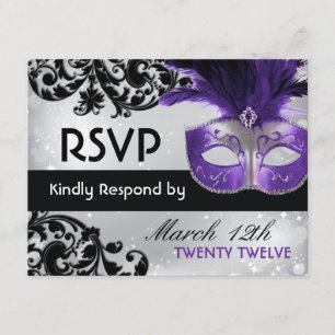 Tarjetas RSVP de boda de mascarada
