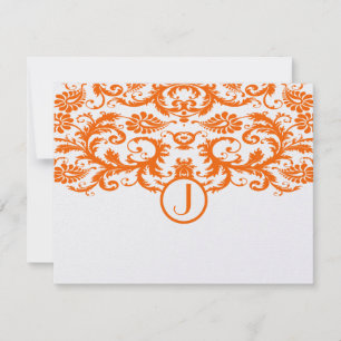 Tarjetas RSVP de boda de matrimonio de naranja Dam