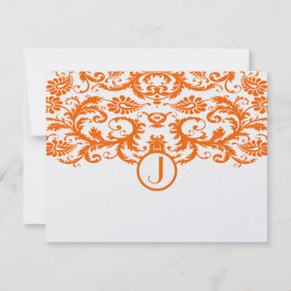 Tarjetas RSVP de boda de matrimonio de naranja Dam
