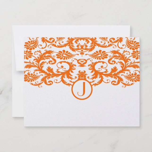 Tarjetas RSVP de boda de matrimonio de naranja Dam (Anverso)