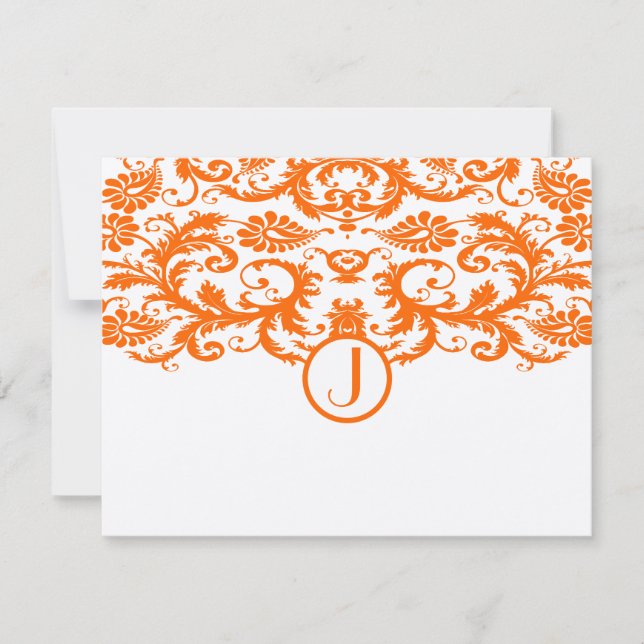Tarjetas RSVP de boda de matrimonio de naranja Dam (Anverso)