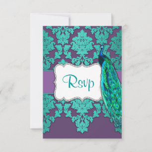 Tarjetas RSVP de Boda de Matrimonio Púrpura y Aqua