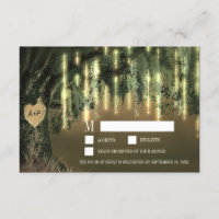 Tarjetas RSVP de boda de Moisés de roble en direct