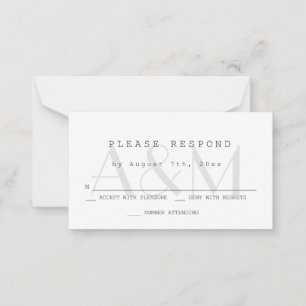 Tarjetas RSVP de boda de monograma moderno de pres