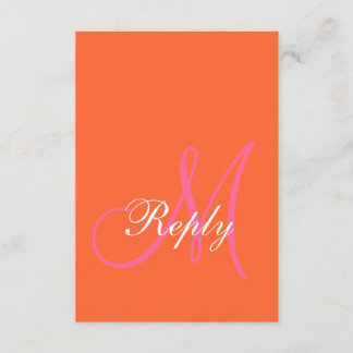 Tarjetas RSVP de boda de monograma rosa naranja
