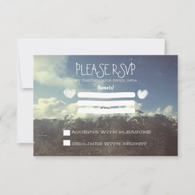 tarjetas RSVP de boda de montaña (Anverso)