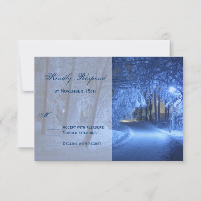 Tarjetas RSVP de Boda de Nieve en Noche de Inviern (Anverso)