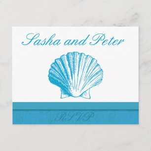 Tarjetas RSVP de Boda de Ocean Blue Shell Beach
