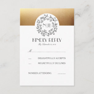 Tarjetas RSVP de Boda de oro con aliento para bebé