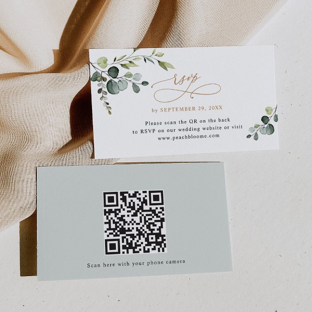 Tarjetas RSVP de Boda de Oro con código QR (Subido por el creador)