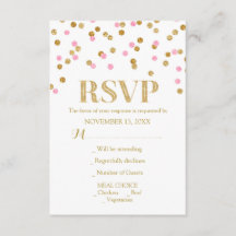 Tarjetas RSVP de boda de oro rosado