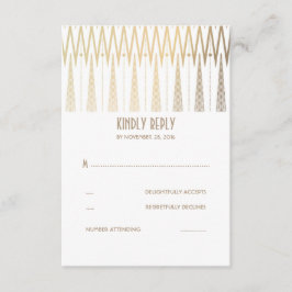 Tarjetas RSVP de Boda de oro y Blanco Art Deco