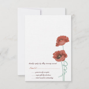 Tarjetas RSVP de Boda de Peonies Rojos