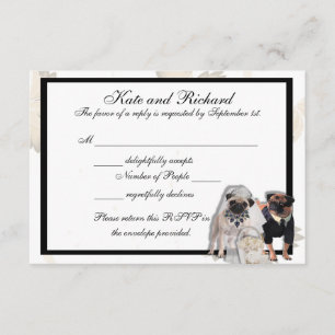 Tarjetas RSVP de boda de personalizado Pug