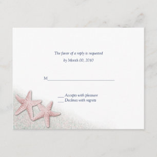 Tarjetas RSVP de Boda de Pink Starfish Beach