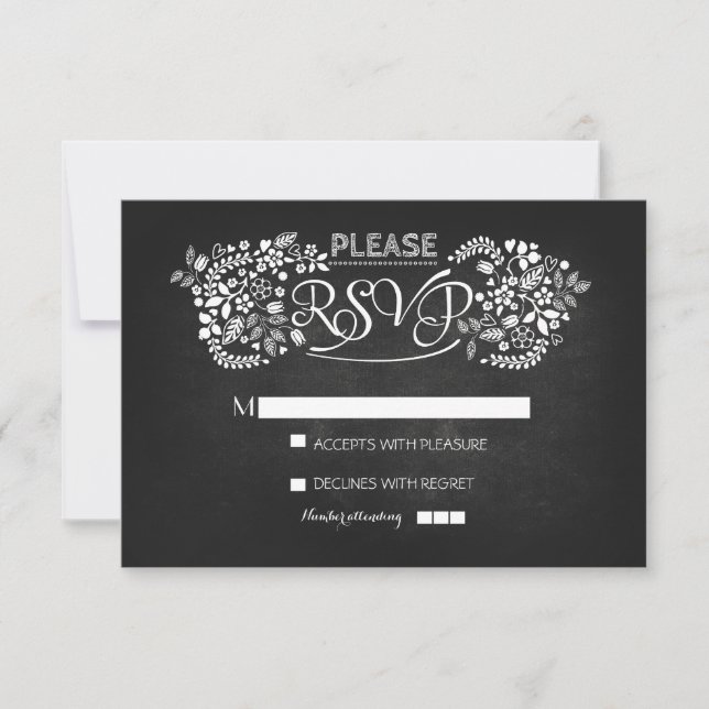 tarjetas RSVP de boda de pizarra (Anverso)