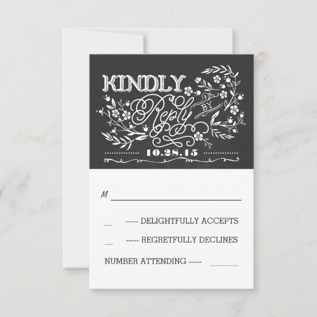 tarjetas RSVP de boda de pizarra (Anverso)