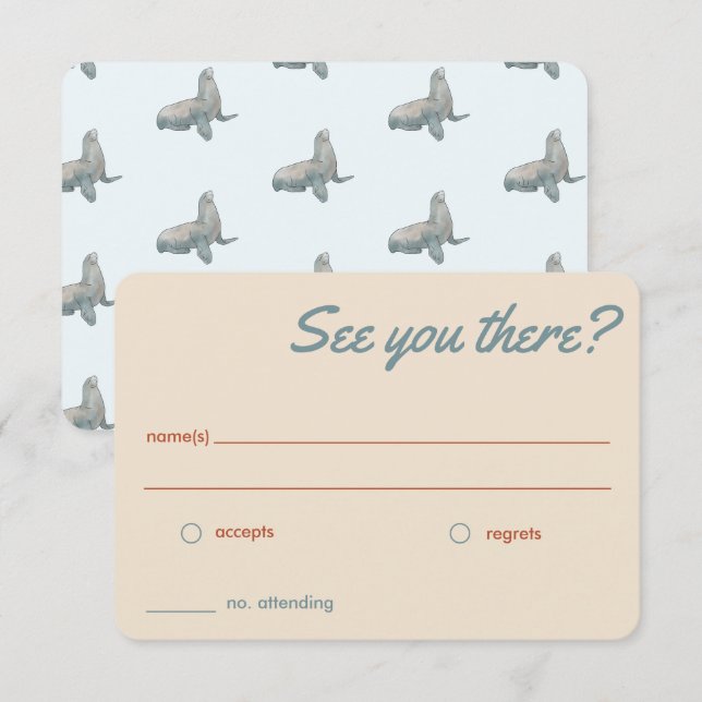 Tarjetas RSVP de boda de playa (Anverso / Reverso)