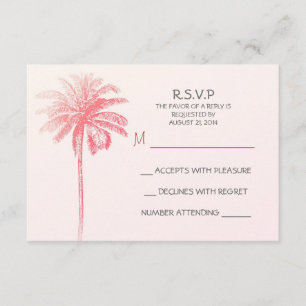 tarjetas RSVP de boda de playa blanca con palmeras