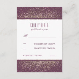 Tarjetas RSVP de Boda de Pluma Vintage Purpurina d