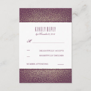 Tarjetas RSVP de Boda de Pluma Vintage Purpurina d