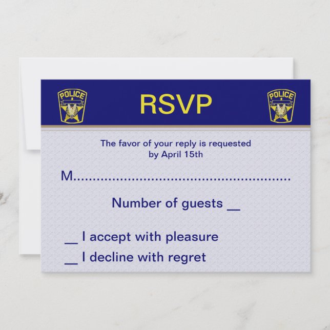 Tarjetas RSVP de boda de policías (Anverso)