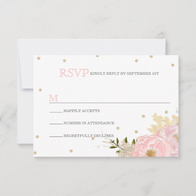 Tarjetas RSVP de boda de purpurina (Anverso)