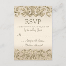 Tarjetas RSVP de Boda de Purpurina de oro