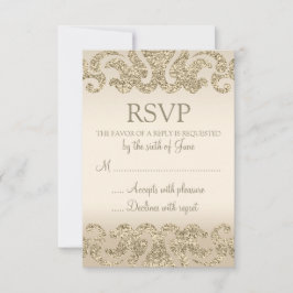 Tarjetas RSVP de Boda de Purpurina de oro