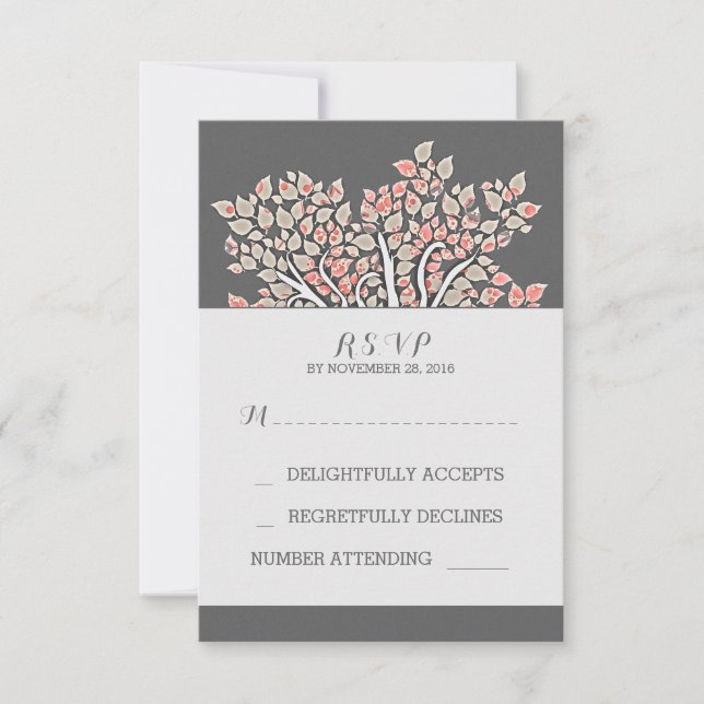 tarjetas RSVP de boda de ramas de árbol antiguas y (Anverso)