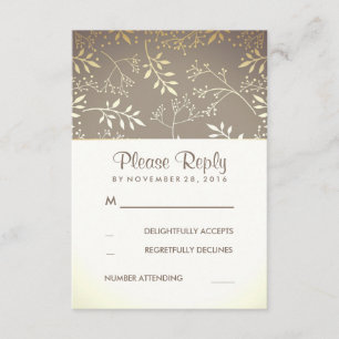 Tarjetas RSVP de boda de Relieve metalizado dorado