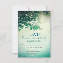 Tarjetas RSVP de boda de roble antiguo vintage