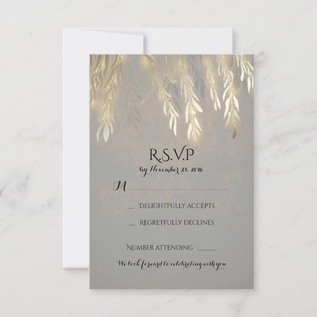 Tarjetas RSVP de Boda de RSVP de Oro para Ramas de (Anverso)