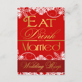 Tarjetas RSVP de Boda de Snowflake de Blanco Rojo 